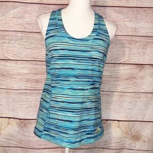 The North Face Blue Striped Racerback Tank Top Size L